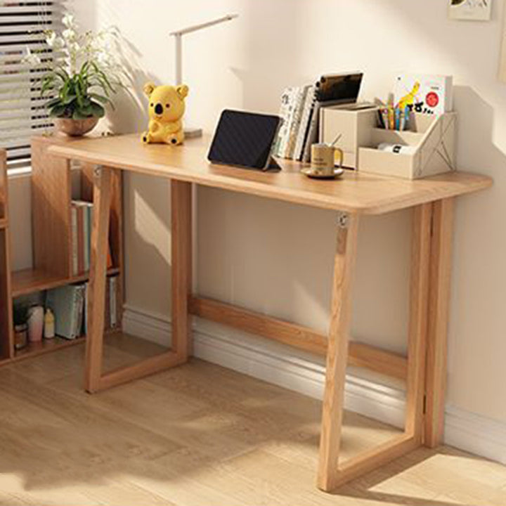 Modern Simplicity Rubber Wood Hardware Rectangular Foldable Desk &amp; Chair Set For Study