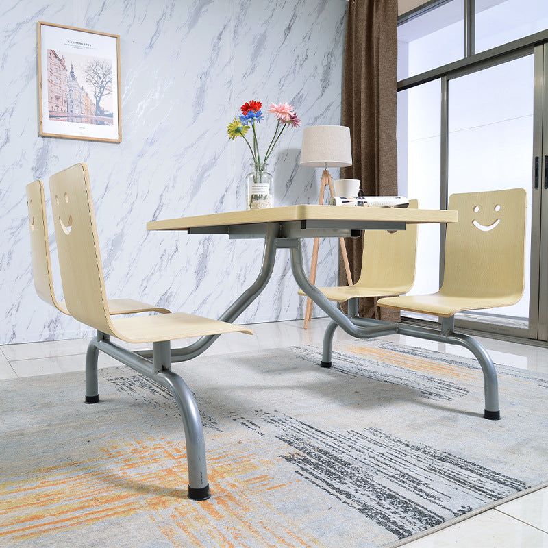 Ensemble de table et chaises à manger en une pièce pour 4 places avec matériel en bois de simplicité moderne et sourire rectangulaire 