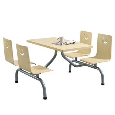 Ensemble de table et chaises à manger en une pièce pour 4 places avec matériel en bois de simplicité moderne et sourire rectangulaire 