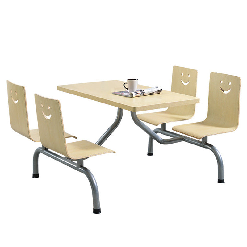 Ensemble de table et chaises à manger en une pièce pour 4 places avec matériel en bois de simplicité moderne et sourire rectangulaire 