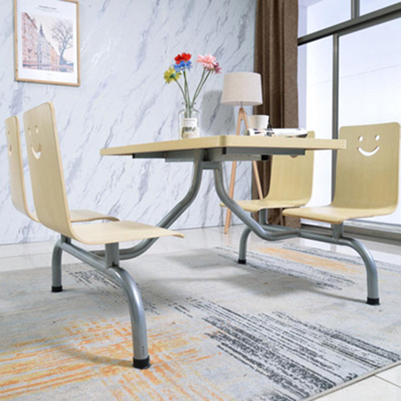 Ensemble de table et chaises à manger en une pièce pour 4 places avec matériel en bois de simplicité moderne et sourire rectangulaire 