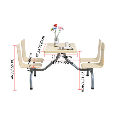 Ensemble de table et chaises à manger en une pièce pour 4 places avec matériel en bois de simplicité moderne et sourire rectangulaire 