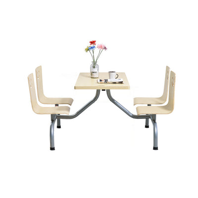 Ensemble de table et chaises à manger en une pièce pour 4 places avec matériel en bois de simplicité moderne et sourire rectangulaire 