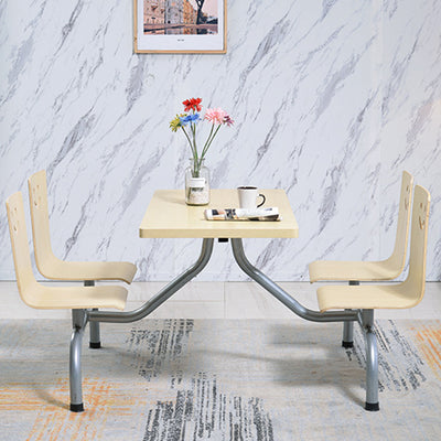 Ensemble de table et chaises à manger en une pièce pour 4 places avec matériel en bois de simplicité moderne et sourire rectangulaire 