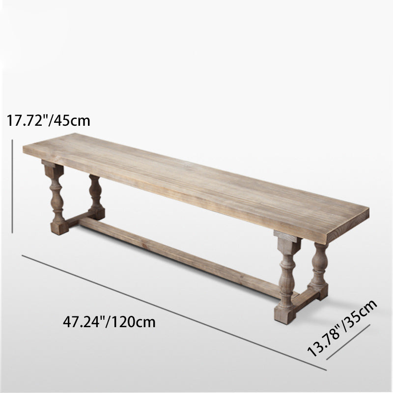 Ensemble de table à manger et chaises rectangulaires en bois massif vintage traditionnel pour 4/6 places 