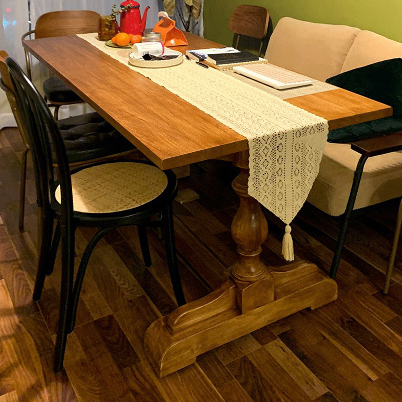 Ensemble de table à manger et chaises rectangulaires en bois massif vintage traditionnel pour 4/6 places 