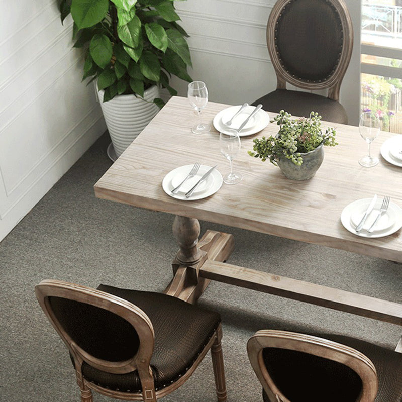 Ensemble de table à manger et chaises rectangulaires en bois massif vintage traditionnel pour 4/6 places 