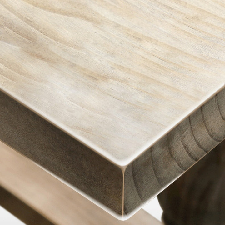 Ensemble de table à manger et chaises rectangulaires en bois massif vintage traditionnel pour 4/6 places 