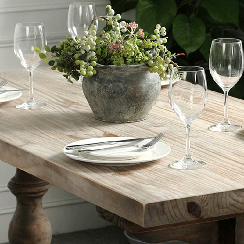 Ensemble de table à manger et chaises rectangulaires en bois massif vintage traditionnel pour 4/6 places 