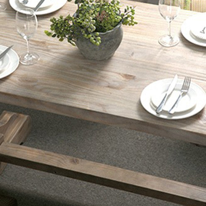 Ensemble de table à manger et chaises rectangulaires en bois massif vintage traditionnel pour 4/6 places 
