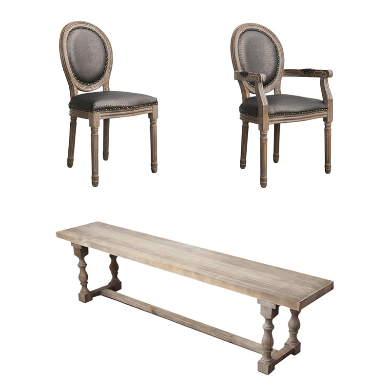 Ensemble de table à manger et chaises rectangulaires en bois massif vintage traditionnel pour 4/6 places 