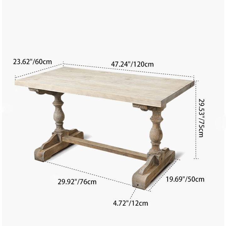 Ensemble de table à manger et chaises rectangulaires en bois massif vintage traditionnel pour 4/6 places 