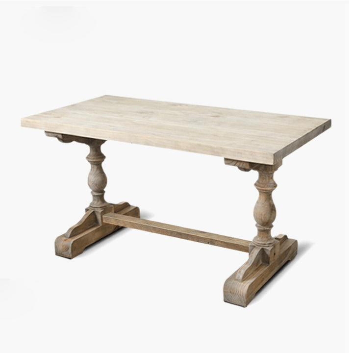 Ensemble de table à manger et chaises rectangulaires en bois massif vintage traditionnel pour 4/6 places 