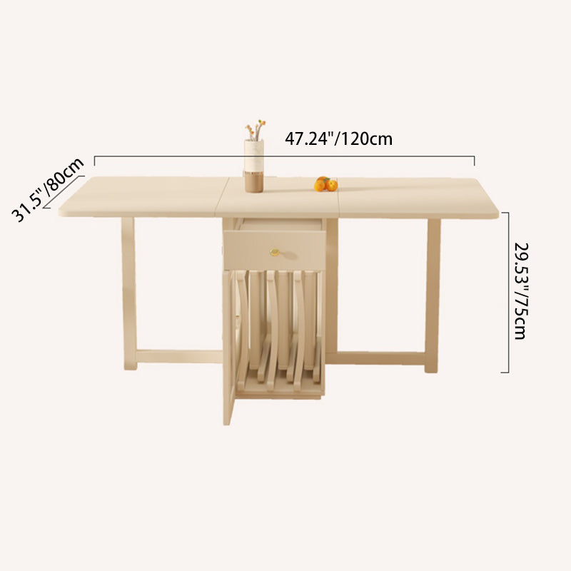 Ensemble de table à manger et chaises pliables et mobiles en bois massif rectangulaire traditionnel français pour 2/3/4/6 places 