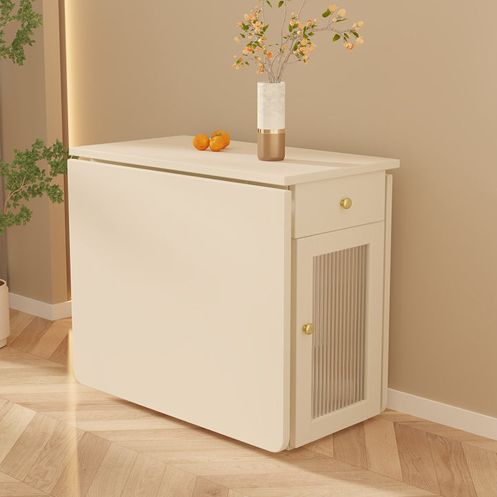 Traditional French Slab Wood Rectangular Foldable Movable Dining Table &amp; Chair Set For 2/3/4/6 Seats