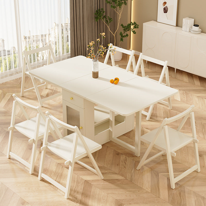 Ensemble de table à manger et chaises pliables et mobiles en bois massif rectangulaire traditionnel français pour 2/3/4/6 places 