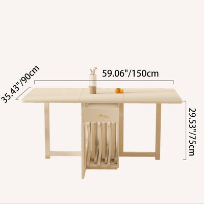 Ensemble de table à manger et chaises pliables et mobiles en bois massif rectangulaire traditionnel français pour 2/3/4/6 places 