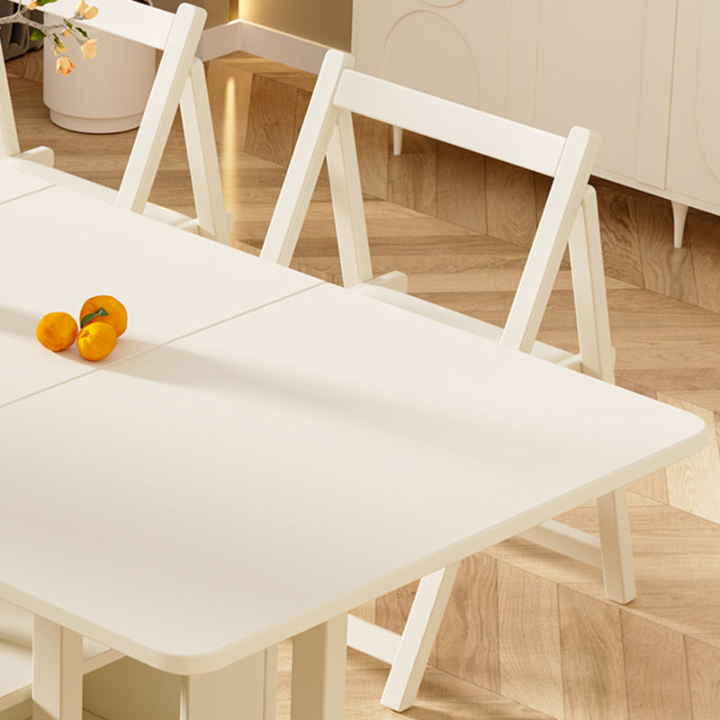 Traditional French Slab Wood Rectangular Foldable Movable Dining Table &amp; Chair Set For 2/3/4/6 Seats