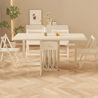 Ensemble de table à manger et chaises pliables et mobiles en bois massif rectangulaire traditionnel français pour 2/3/4/6 places 