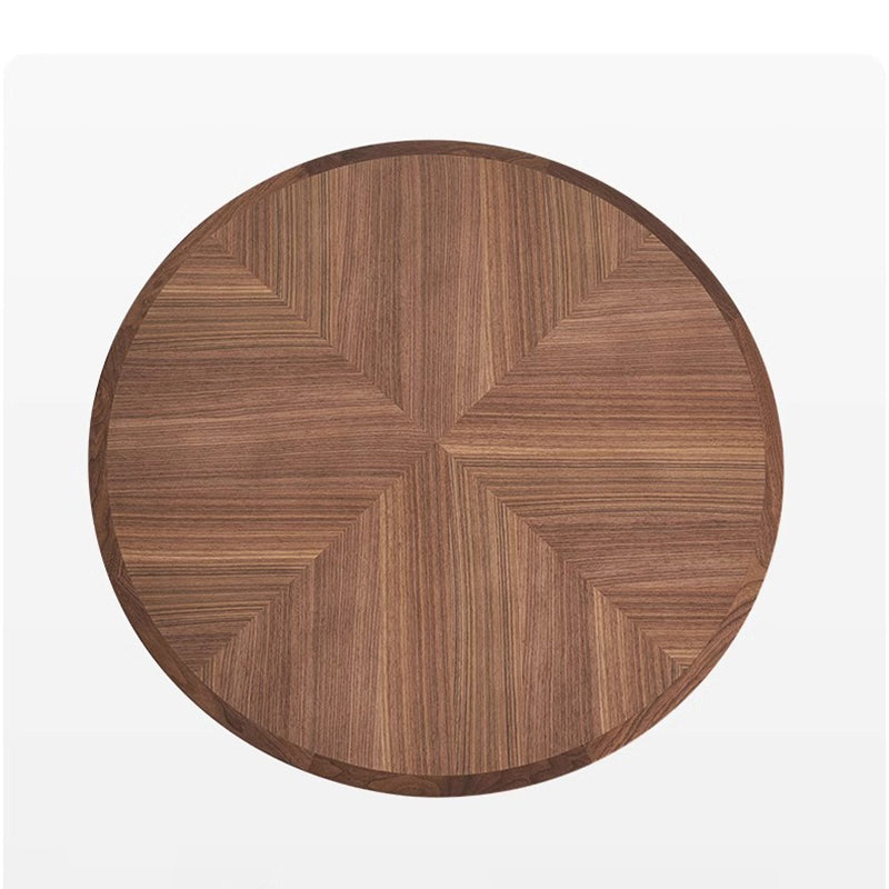 Juego de mesa y sillas de comedor contemporáneo retro redondo de nogal con cuero de silla de montar y acero inoxidable para 2/4/6/8 asientos 
