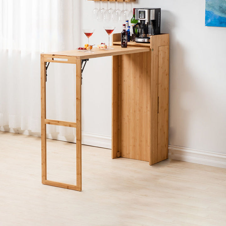 Modern Simplicity Bamboo Hardware Rectangular Foldable Bar Table &amp; Chair Set For Dining Room