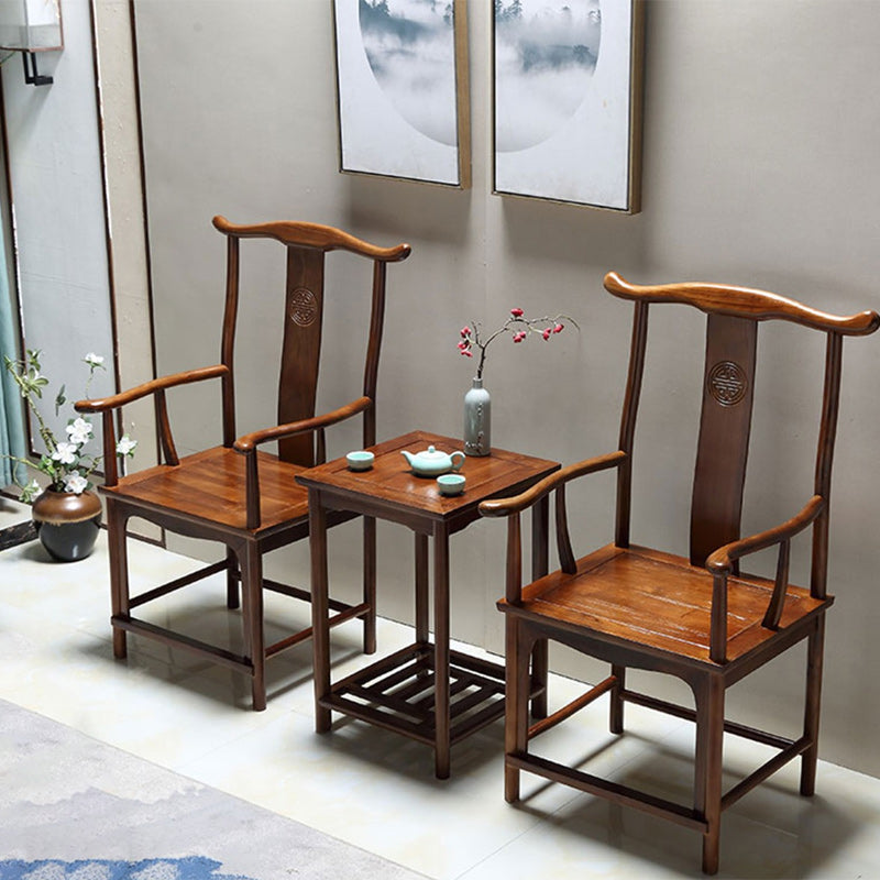Juego de mesa de café cuadrada tallada y silla de madera maciza china tradicional para sala de estar 