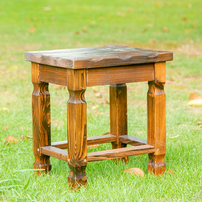 Conjunto de Mesa de Café y Taburete Cuadrado de Madera Maciza Retro Contemporánea para Patio Exterior 
