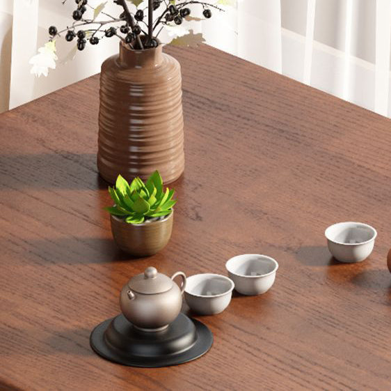 Traditional Japanese Weaving Rattan Rubber Wood Square Storage-Friendly Coffee Table & Chair Set For Living Room