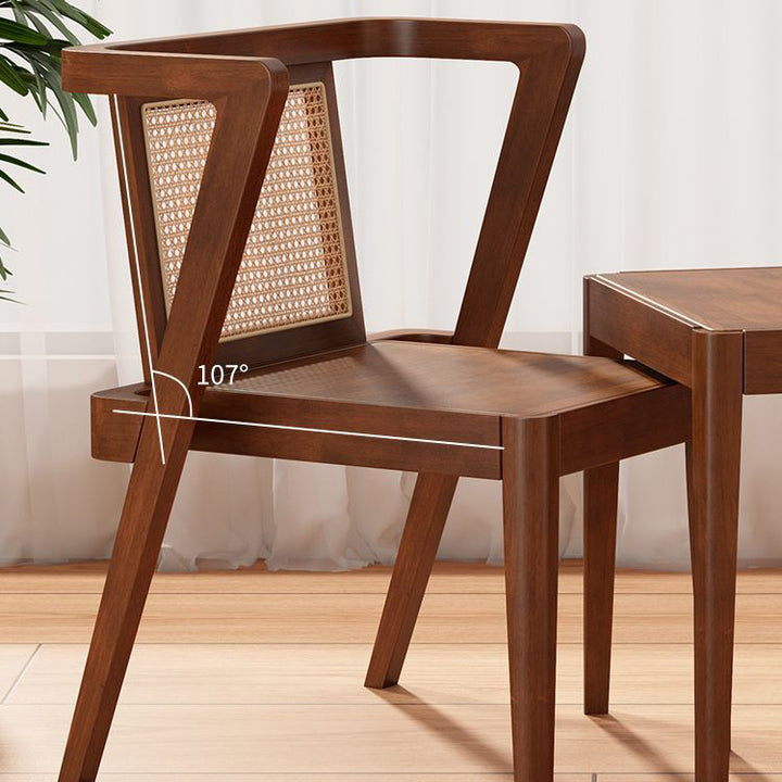 Traditional Japanese Weaving Rattan Rubber Wood Square Storage-Friendly Coffee Table &amp; Chair Set For Living Room