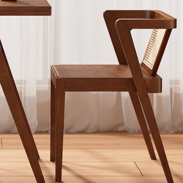 Traditional Japanese Weaving Rattan Rubber Wood Square Storage-Friendly Coffee Table & Chair Set For Living Room