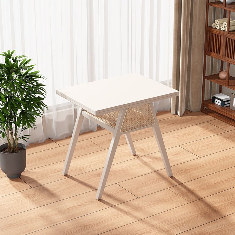 Traditional Japanese Weaving Rattan Rubber Wood Square Storage-Friendly Coffee Table & Chair Set For Living Room