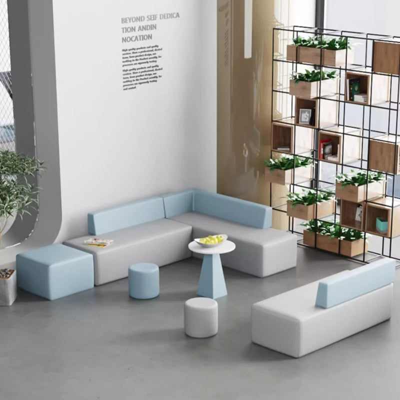 Contemporary Scandinavian Leather Wood Sponge Rectangular Square Round Coffee Table & Chair Set For Living Room
