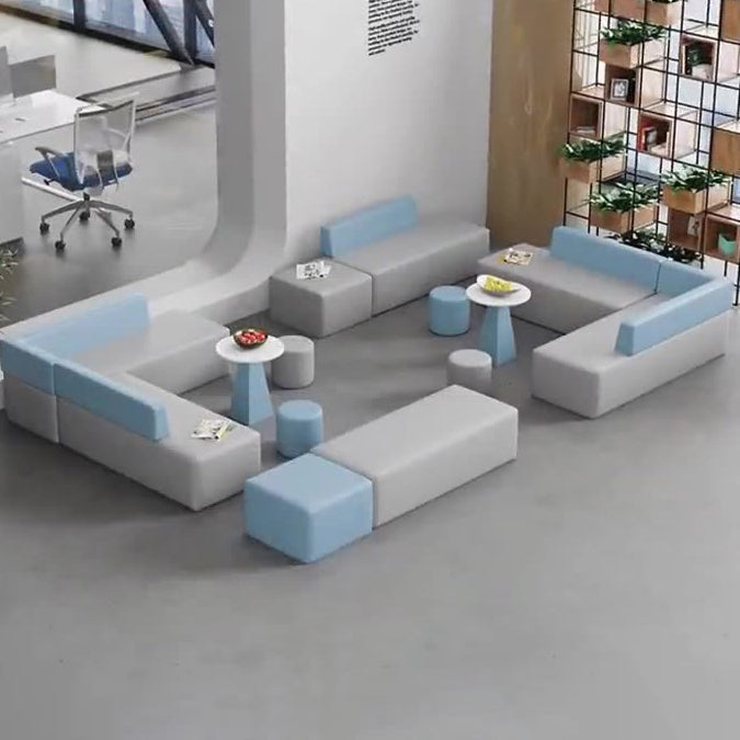 Contemporary Scandinavian Leather Wood Sponge Rectangular Square Round Coffee Table & Chair Set For Living Room