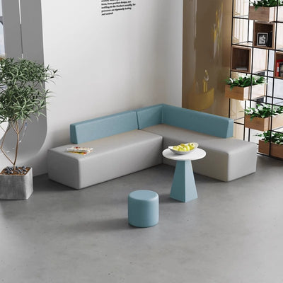 Contemporary Scandinavian Leather Wood Sponge Rectangular Square Round Coffee Table & Chair Set For Living Room
