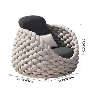 Contemporary Scandinavian Weaving Fabric Aluminum Alloy Round Arc Outdoor Coffee Table & Chair Set For Outdoor Patio