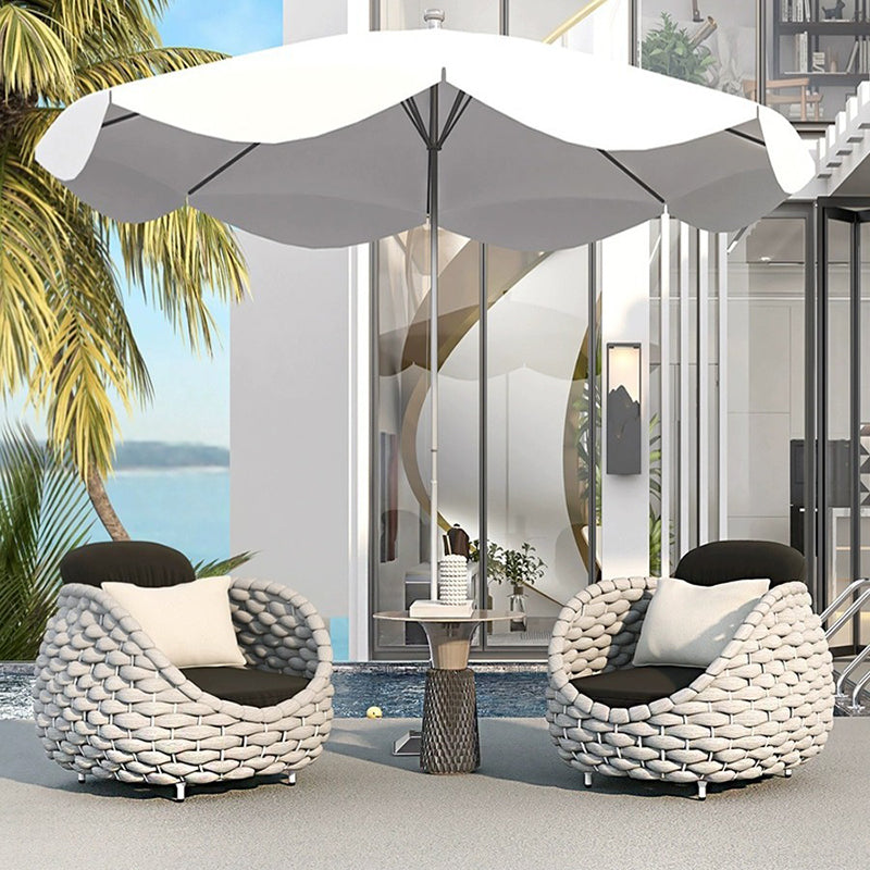 Contemporary Scandinavian Weaving Fabric Aluminum Alloy Round Arc Outdoor Coffee Table & Chair Set For Outdoor Patio