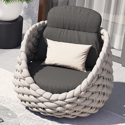 Contemporary Scandinavian Weaving Fabric Aluminum Alloy Round Arc Outdoor Coffee Table & Chair Set For Outdoor Patio