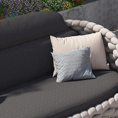 Contemporary Scandinavian Weaving Fabric Aluminum Alloy Round Arc Outdoor Coffee Table & Chair Set For Outdoor Patio