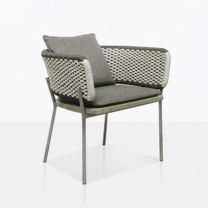 Contemporary Scandinavian Weaving Rope Fabric Aluminum Alloy Slab Square Outdoor Coffee Table & Chair Set For Outdoor Patio