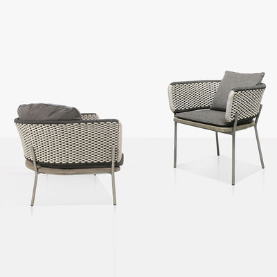 Contemporary Scandinavian Weaving Rope Fabric Aluminum Alloy Slab Square Outdoor Coffee Table & Chair Set For Outdoor Patio