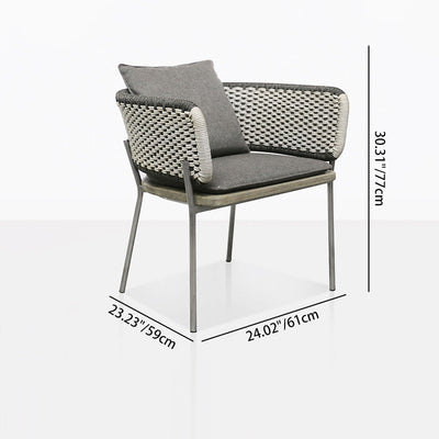 Contemporary Scandinavian Weaving Rope Fabric Aluminum Alloy Slab Square Outdoor Coffee Table & Chair Set For Outdoor Patio