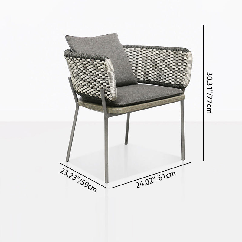 Contemporary Scandinavian Weaving Rope Fabric Aluminum Alloy Slab Square Outdoor Coffee Table & Chair Set For Outdoor Patio