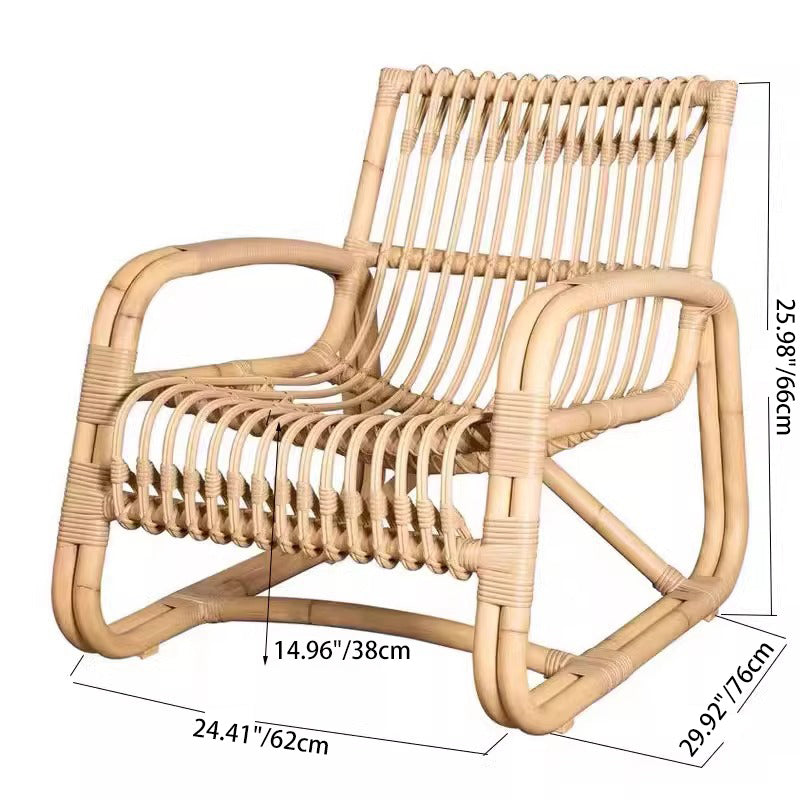 Traditional Japanese Weaving Imitation Rattan Glass Round Coffee Table & Chair Set For Living Room