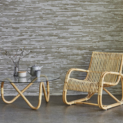 Traditional Japanese Weaving Imitation Rattan Glass Round Coffee Table & Chair Set For Living Room