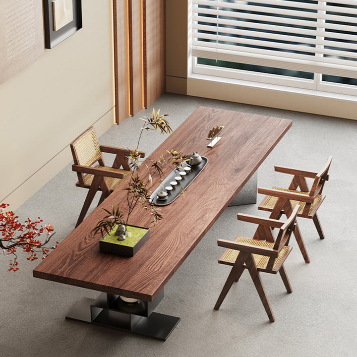 Contemporary Retro Rectangular Solid Wood Acrylic Iron Jackpot Leg Coffee Table &amp; Chair Set For Living Room