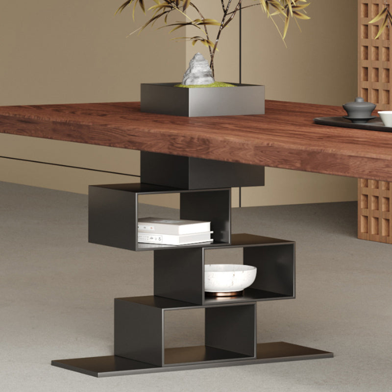 Contemporary Retro Rectangular Solid Wood Acrylic Iron Jackpot Leg Coffee Table & Chair Set For Living Room