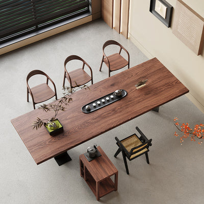 Contemporary Retro Rectangular Solid Wood Acrylic Iron Jackpot Leg Coffee Table & Chair Set For Living Room