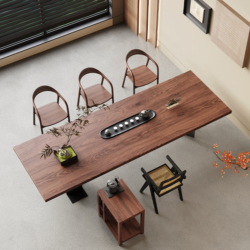 Contemporary Retro Rectangular Solid Wood Acrylic Iron Jackpot Leg Coffee Table & Chair Set For Living Room
