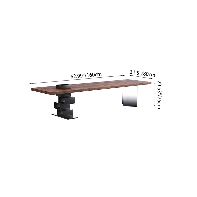 Contemporary Retro Rectangular Solid Wood Acrylic Iron Jackpot Leg Coffee Table & Chair Set For Living Room
