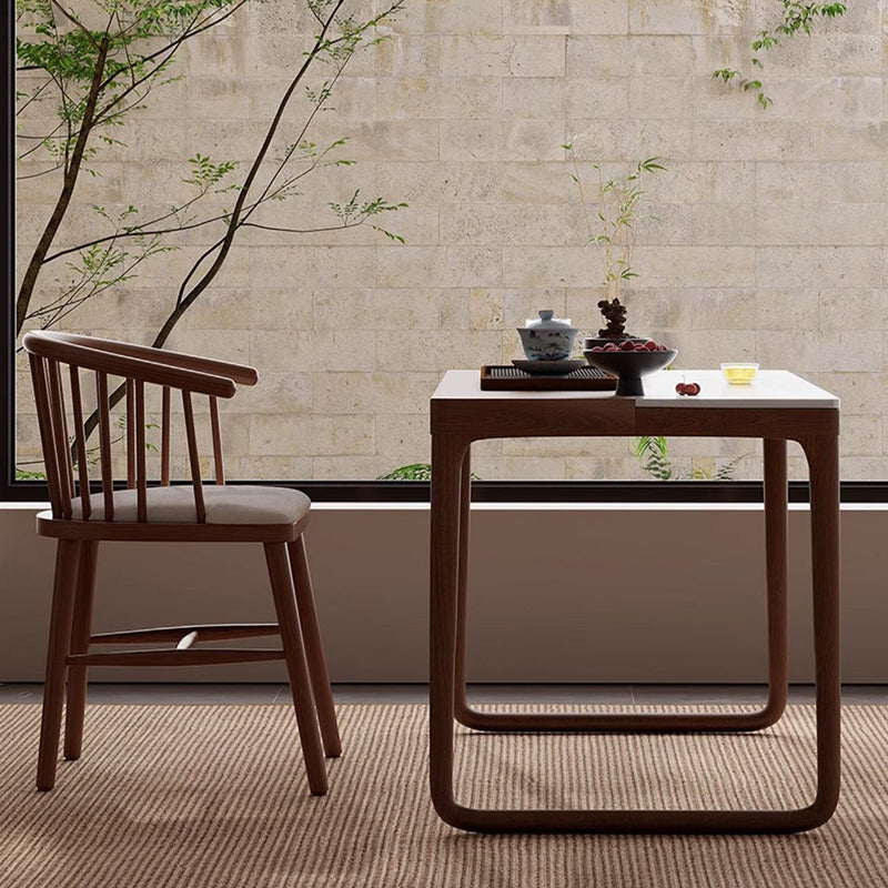 Traditional Chinese Slab Wood Rectangular Coffee Table & Chair Set For Living Room